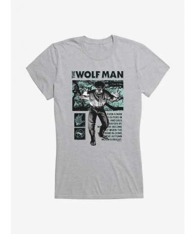 Seasonal Sale Universal Monsters The Wolf Man From Man To Beast Girls T-Shirt $9.56 T-Shirts