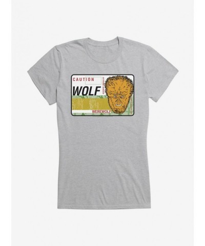 High Quality Universal Monsters The Wolf Man Caution Girls T-Shirt $7.57 T-Shirts