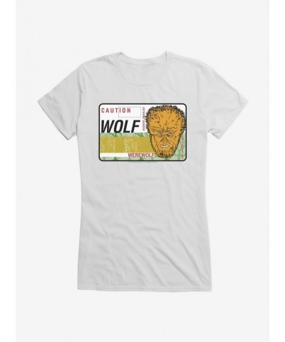 High Quality Universal Monsters The Wolf Man Caution Girls T-Shirt $7.57 T-Shirts