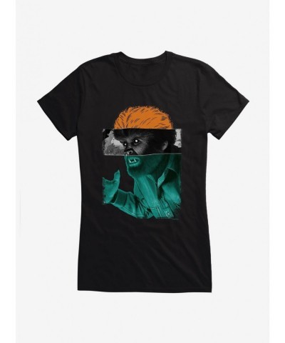 Cheap Sale Universal Monsters The Wolf Man Portrait Mash Up Girls T-Shirt $5.98 T-Shirts