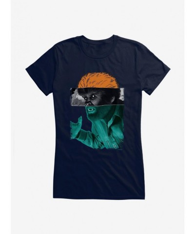 Cheap Sale Universal Monsters The Wolf Man Portrait Mash Up Girls T-Shirt $5.98 T-Shirts