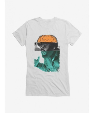 Cheap Sale Universal Monsters The Wolf Man Portrait Mash Up Girls T-Shirt $5.98 T-Shirts