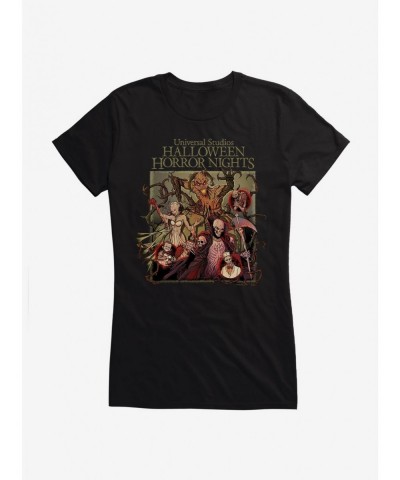 Flash Sale Halloween Horror Nights Monsters Group Photo Girls T-Shirt $7.17 T-Shirts