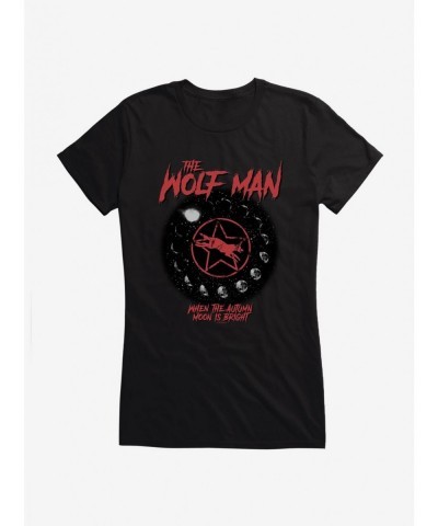 Pre-sale Discount Universal Monsters The Wolf Man Bright Moon Girls T-Shirt $8.96 T-Shirts