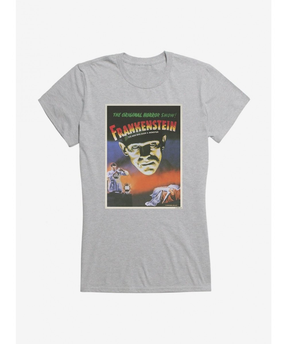 Limited Time Special Universal Monsters Frankenstein Vintage Poster Girls T-Shirt $8.96 T-Shirts