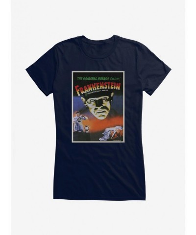 Limited Time Special Universal Monsters Frankenstein Vintage Poster Girls T-Shirt $8.96 T-Shirts