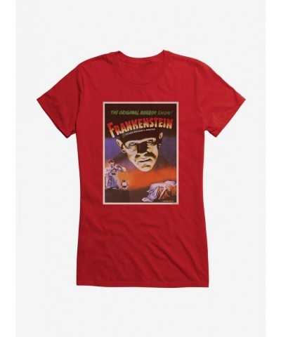 Limited Time Special Universal Monsters Frankenstein Vintage Poster Girls T-Shirt $8.96 T-Shirts