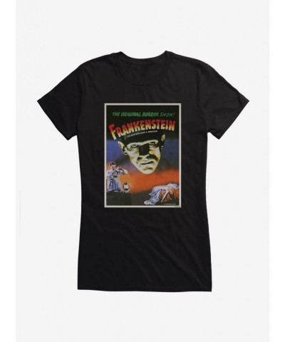 Limited Time Special Universal Monsters Frankenstein Vintage Poster Girls T-Shirt $8.96 T-Shirts