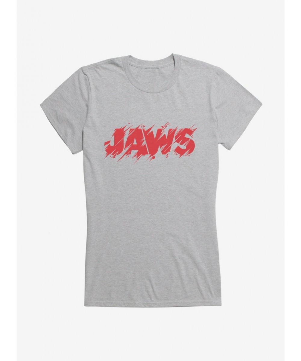 Discount Sale Jaws Classic Thrash Title Script Girls T-Shirt $6.77 T-Shirts