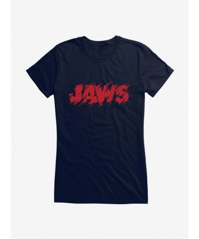 Discount Sale Jaws Classic Thrash Title Script Girls T-Shirt $6.77 T-Shirts