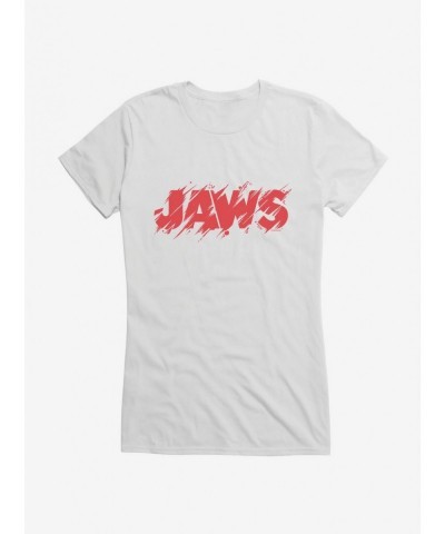 Discount Sale Jaws Classic Thrash Title Script Girls T-Shirt $6.77 T-Shirts