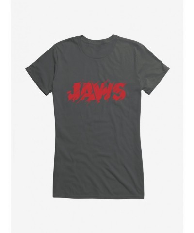 Discount Sale Jaws Classic Thrash Title Script Girls T-Shirt $6.77 T-Shirts