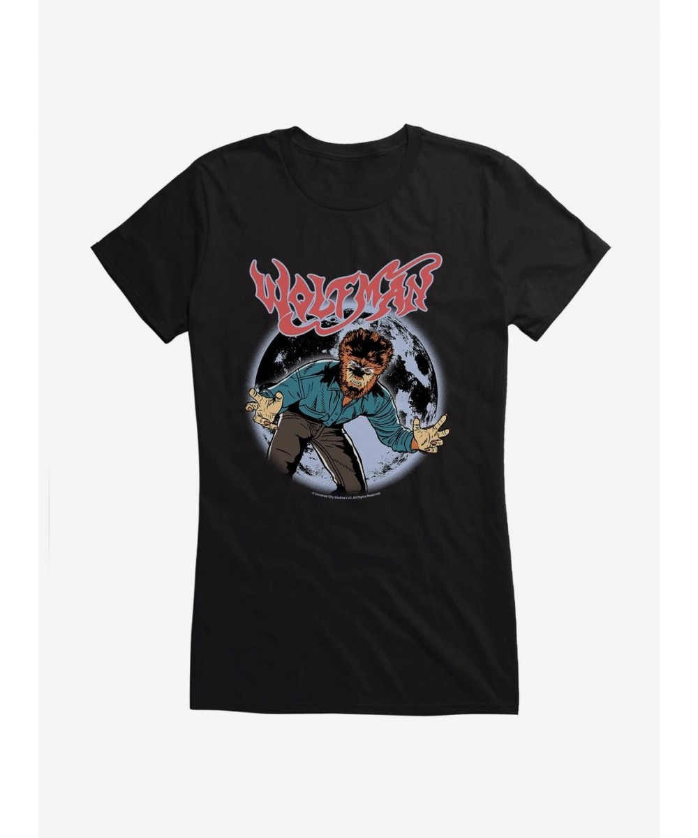 Flash Deal Universal Monsters The Wolf Man Comic Moon Girls T-Shirt $7.37 T-Shirts