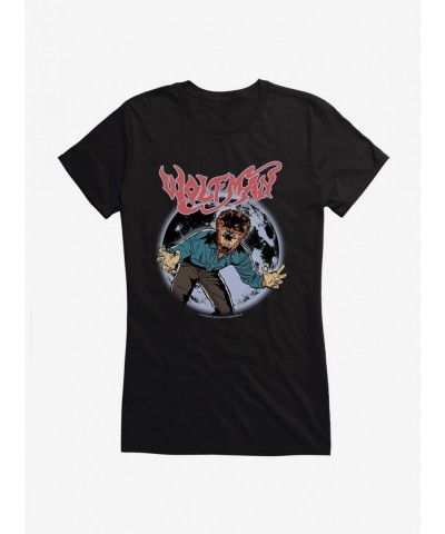 Flash Deal Universal Monsters The Wolf Man Comic Moon Girls T-Shirt $7.37 T-Shirts