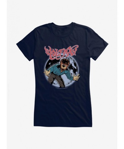 Flash Deal Universal Monsters The Wolf Man Comic Moon Girls T-Shirt $7.37 T-Shirts