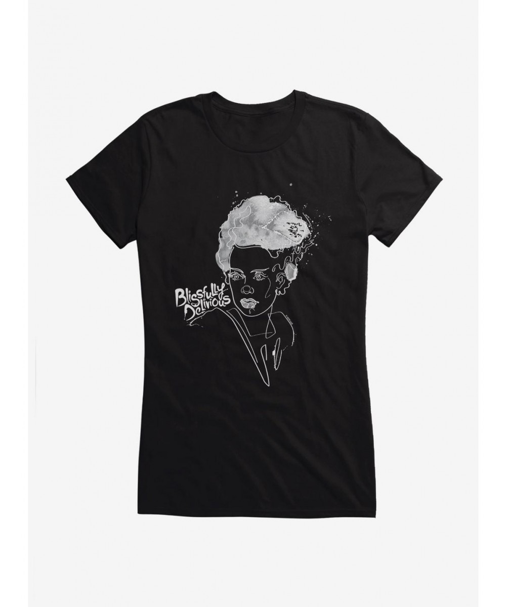 Unique Universal Monsters Bride Of Frankenstein Blissfully Delirious Girls T-Shirt $7.77 T-Shirts