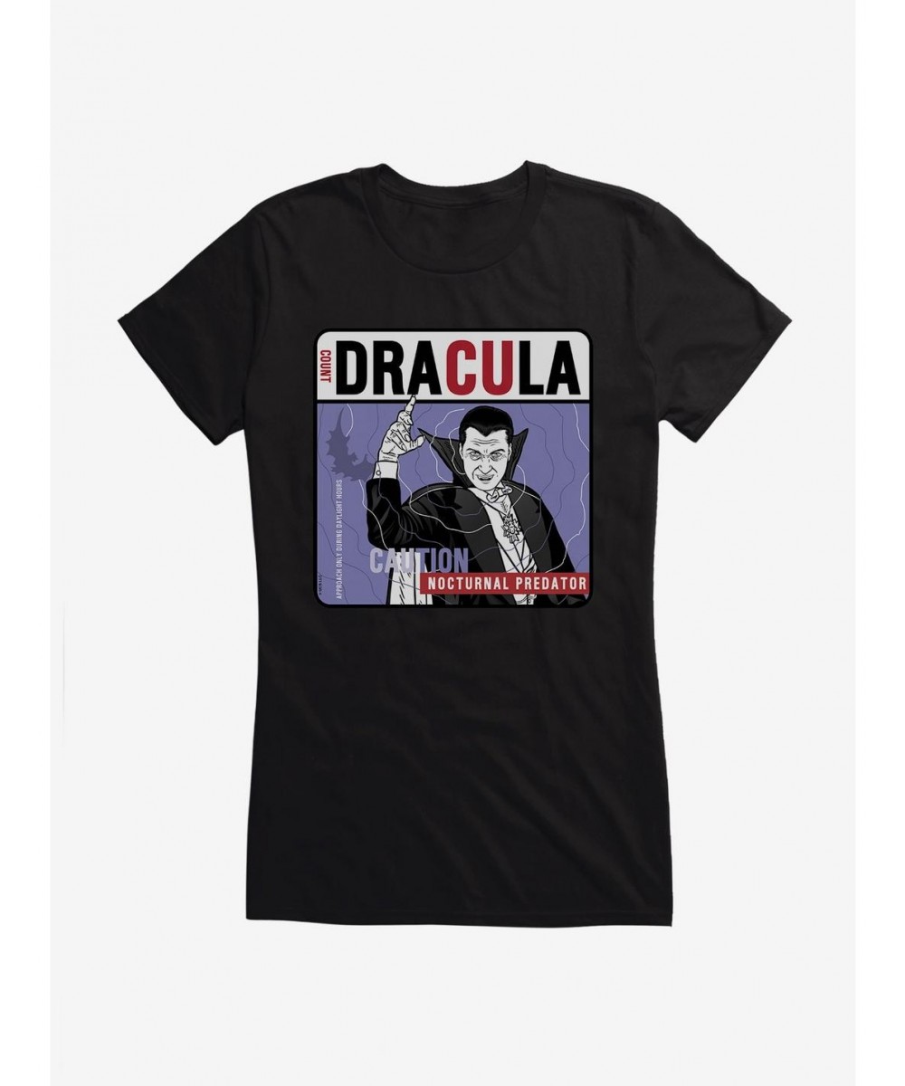 Cheap Sale Universal Monsters Dracula Nocturnal Predator Girls T-Shirt $7.77 T-Shirts