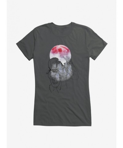 Fashion Universal Monsters The Wolf Man Under The Full Moon Watercolor Girls T-Shirt $7.17 T-Shirts