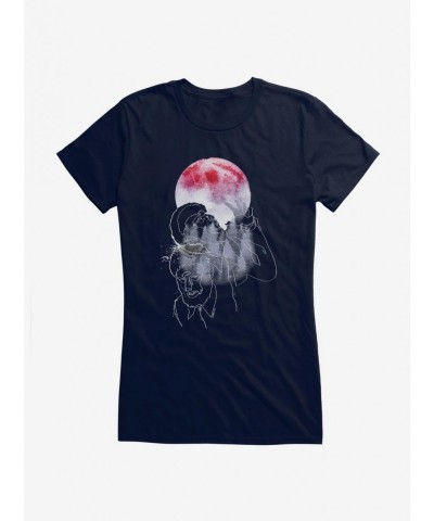 Fashion Universal Monsters The Wolf Man Under The Full Moon Watercolor Girls T-Shirt $7.17 T-Shirts