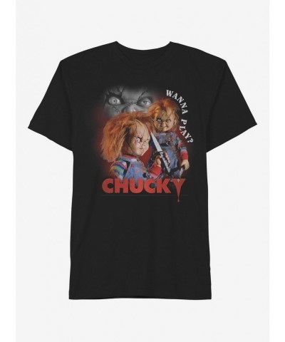 Big Sale Child's Play Chucky Wanna Play T-Shirt $8.60 T-Shirts