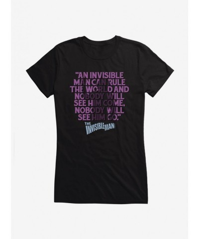 Big Sale Universal Monsters The Invisible Man Rule The World Quote Girls T-Shirt $9.96 T-Shirts