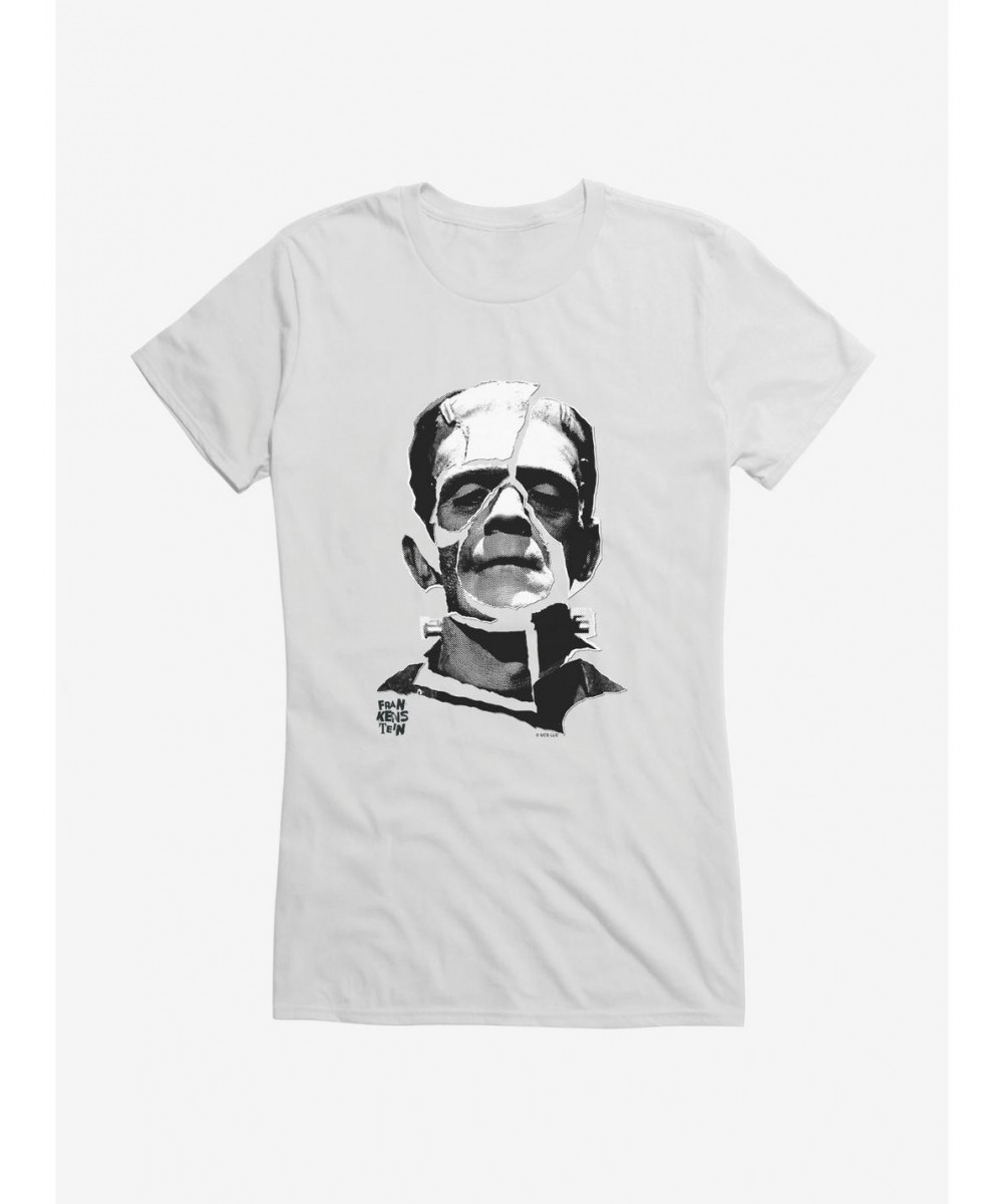 Hot Sale Universal Monsters Frankenstein Face Tear Girls T-Shirt $5.98 T-Shirts