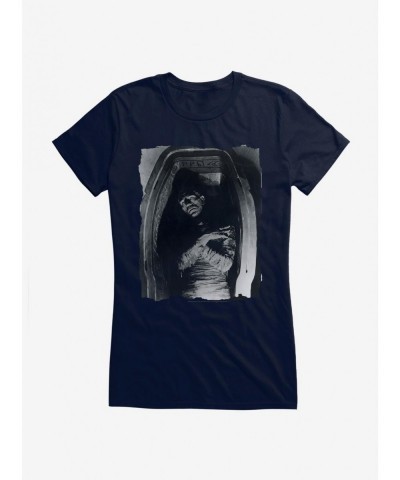 Exclusive Universal Monsters The Mummy In The Sarcophagus Black & White Girls T-Shirt $7.17 T-Shirts