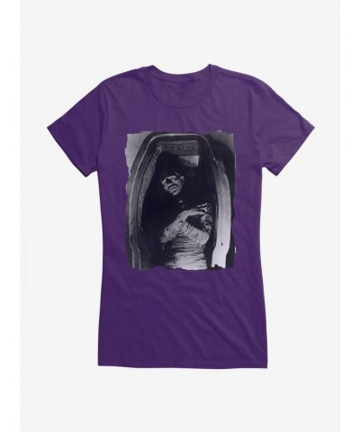 Exclusive Universal Monsters The Mummy In The Sarcophagus Black & White Girls T-Shirt $7.17 T-Shirts