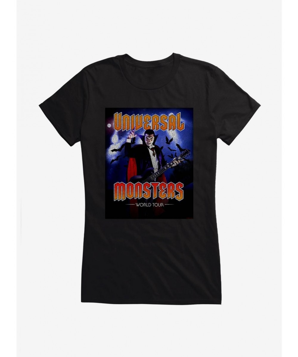 Big Sale Universal Monsters Dracula World Tour Girls T-Shirt $9.96 T-Shirts