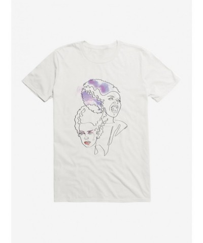 Absolute Discount Universal Monsters Bride Of Frankenstein Watercolor Split T-Shirt $8.22 T-Shirts