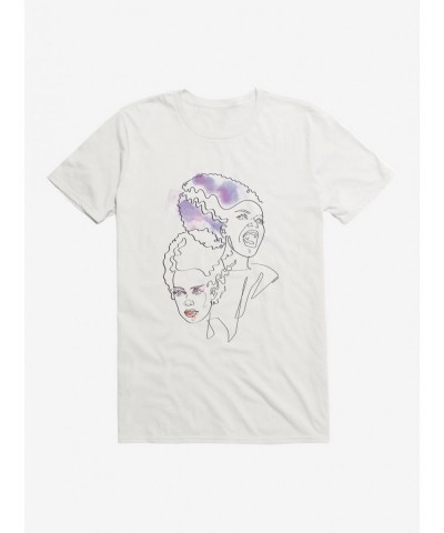 Absolute Discount Universal Monsters Bride Of Frankenstein Watercolor Split T-Shirt $8.22 T-Shirts