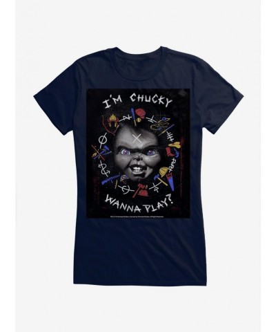 New Arrival Chucky I'm Chucky Wanna Play Girls T-Shirt $8.37 T-Shirts