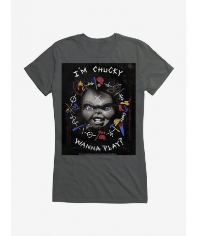 New Arrival Chucky I'm Chucky Wanna Play Girls T-Shirt $8.37 T-Shirts