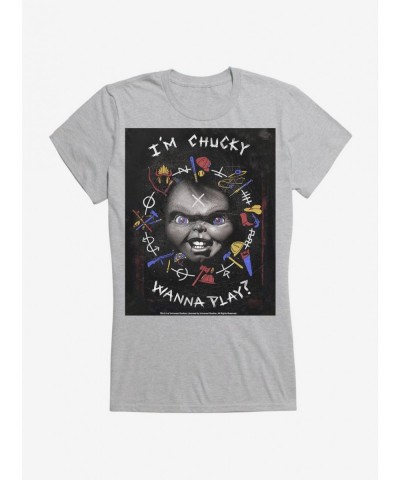 New Arrival Chucky I'm Chucky Wanna Play Girls T-Shirt $8.37 T-Shirts