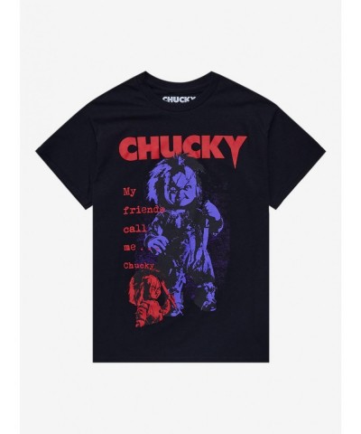 Hot Sale Chucky My Friends Call Me Chucky Boyfriend Fit Girls T-Shirt $6.77 T-Shirts