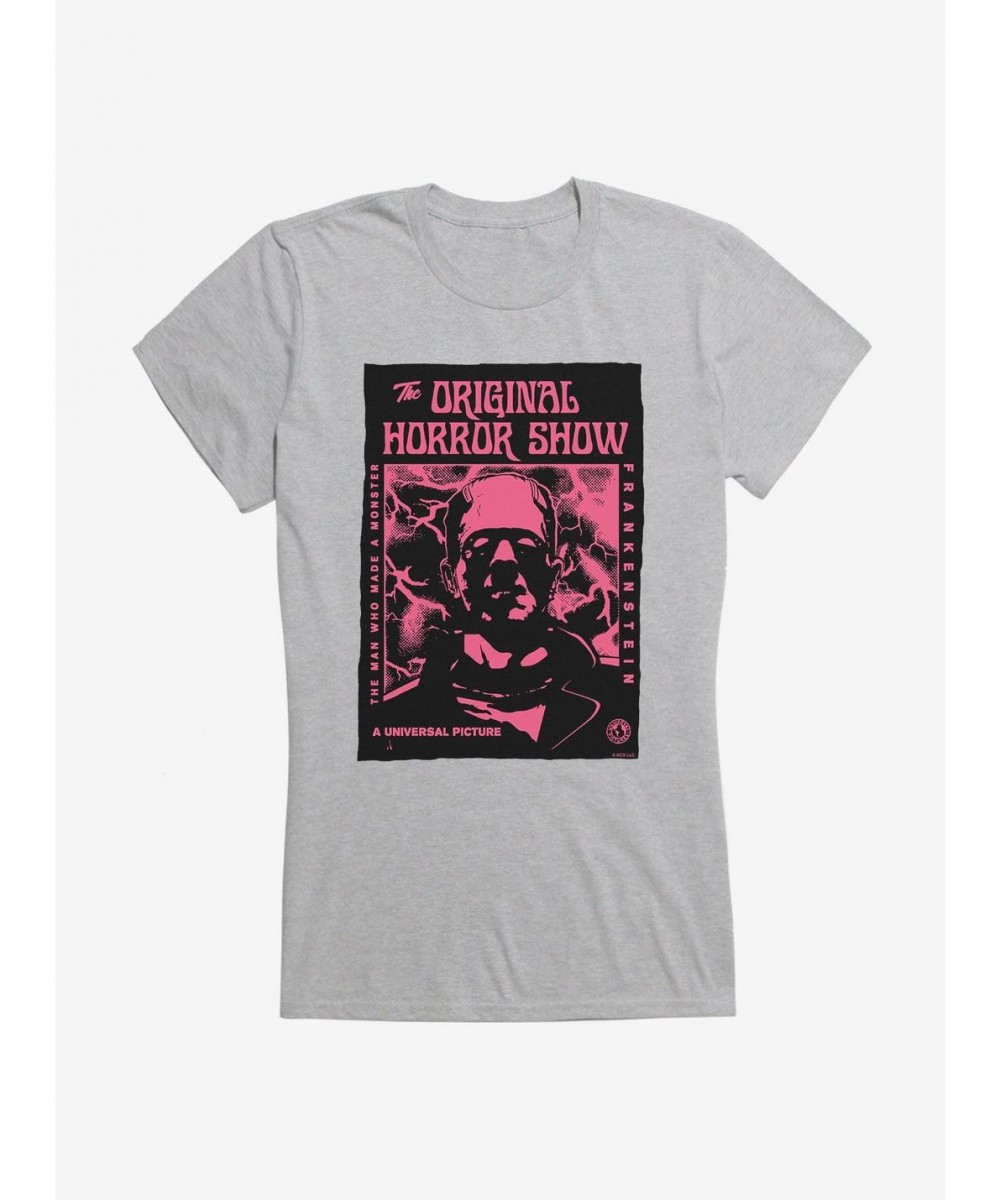 Pre-sale Universal Monsters Frankenstein Pink Face Girls T-Shirt $7.97 T-Shirts