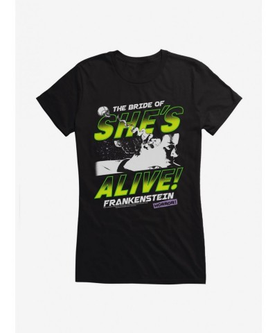 Limited-time Offer Universal Monsters Bride Of Frankenstein Horror Poster Girls T-Shirt $6.57 T-Shirts