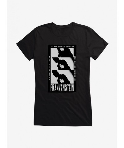 Hot Sale Universal Monsters Frankenstein Shadows Girls T-Shirt $8.37 T-Shirts