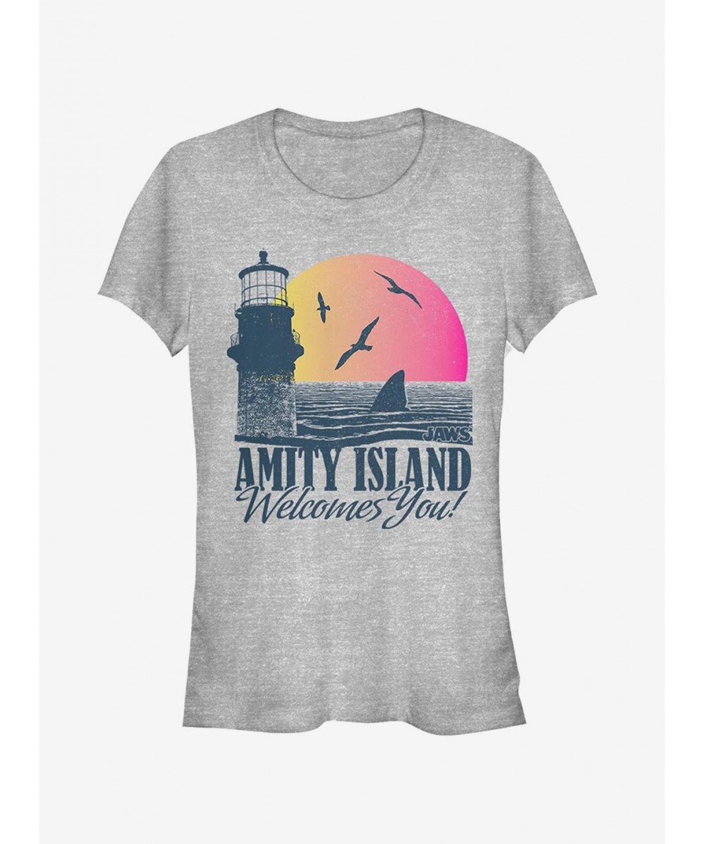 Trendy Amity Island Tourist Welcome Girls T-Shirt $9.96 T-Shirts